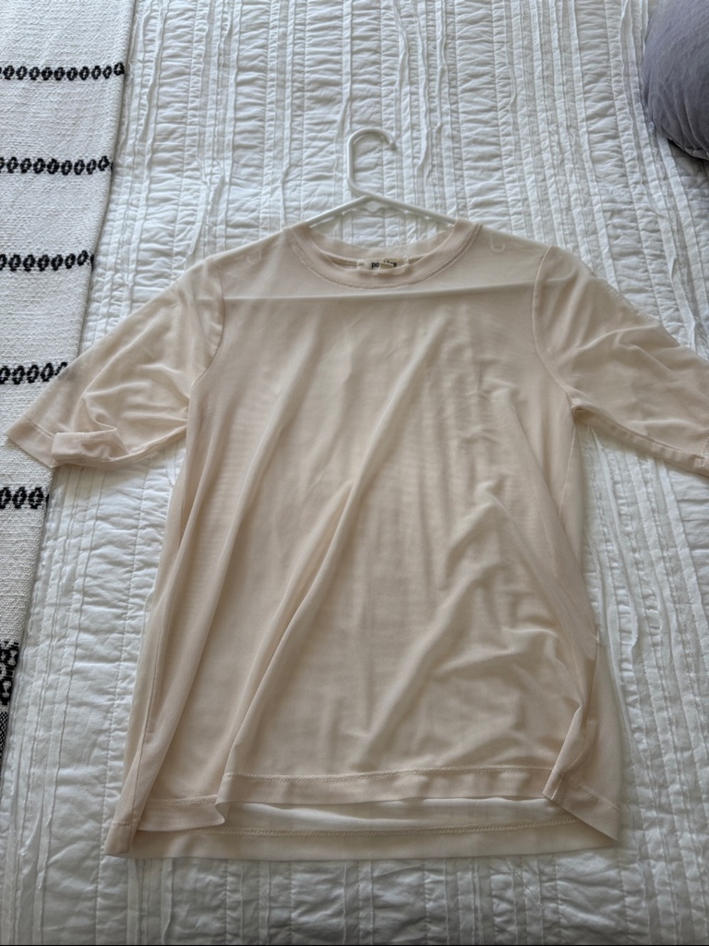 Anthropologie Short Sleeve Crewneck Tee in Light Beige